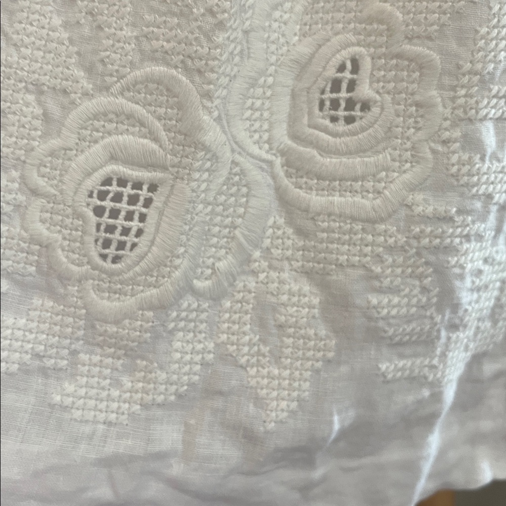 Laureen Ralph Lauren White Linen A-Line Dress w/Pleats & Embroidered detail 14 - Picture 7 of 17